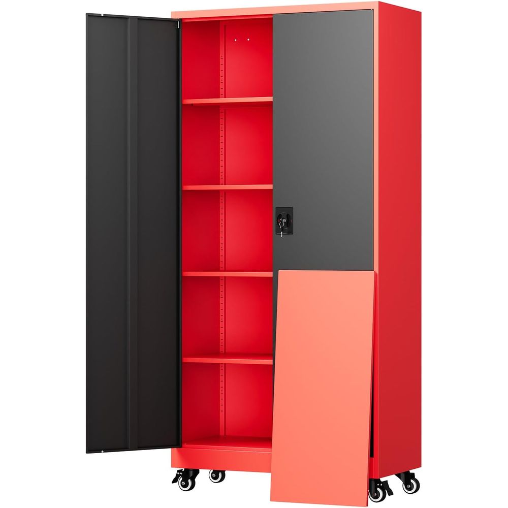 Storage & Organization - خزانة تخزين معدنية للمرآب مع باب