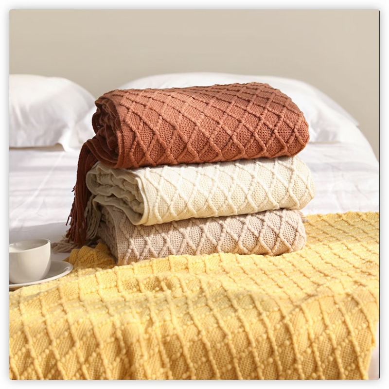 بطانية منسوجة بنقشة الماس من ت - مراجعة Boho Throw Blanket Fringe وسعره