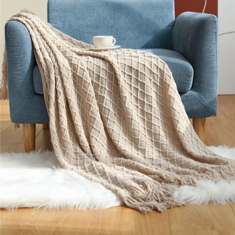 بطانية منسوجة بنقشة الماس من ت - مراجعة Boho Throw Blanket Fringe وسعره